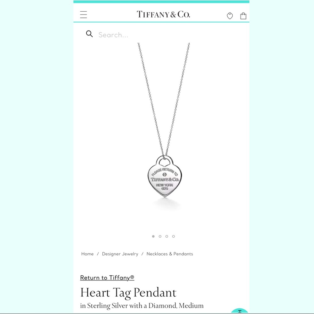 Authentic Tiffany & Co. Return to Tiffany Heart Tag Pendant with Diamond, Medium